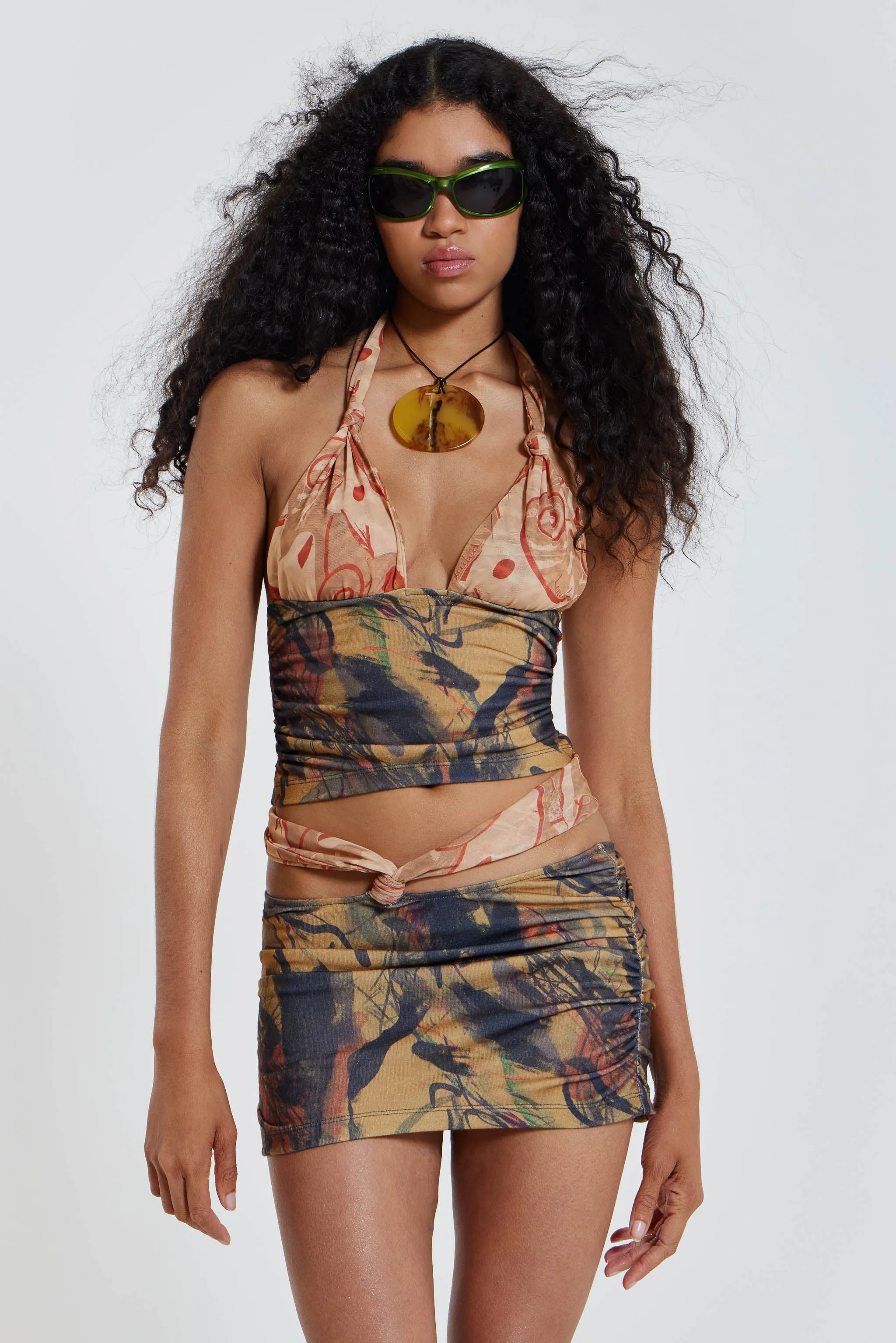 Ammos Cut Out Mini Skirt