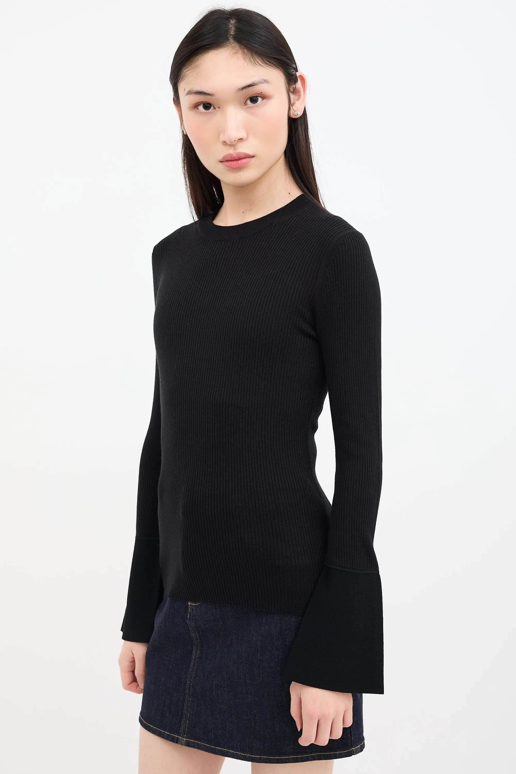Black Silk & Cashmere Ribbed Top