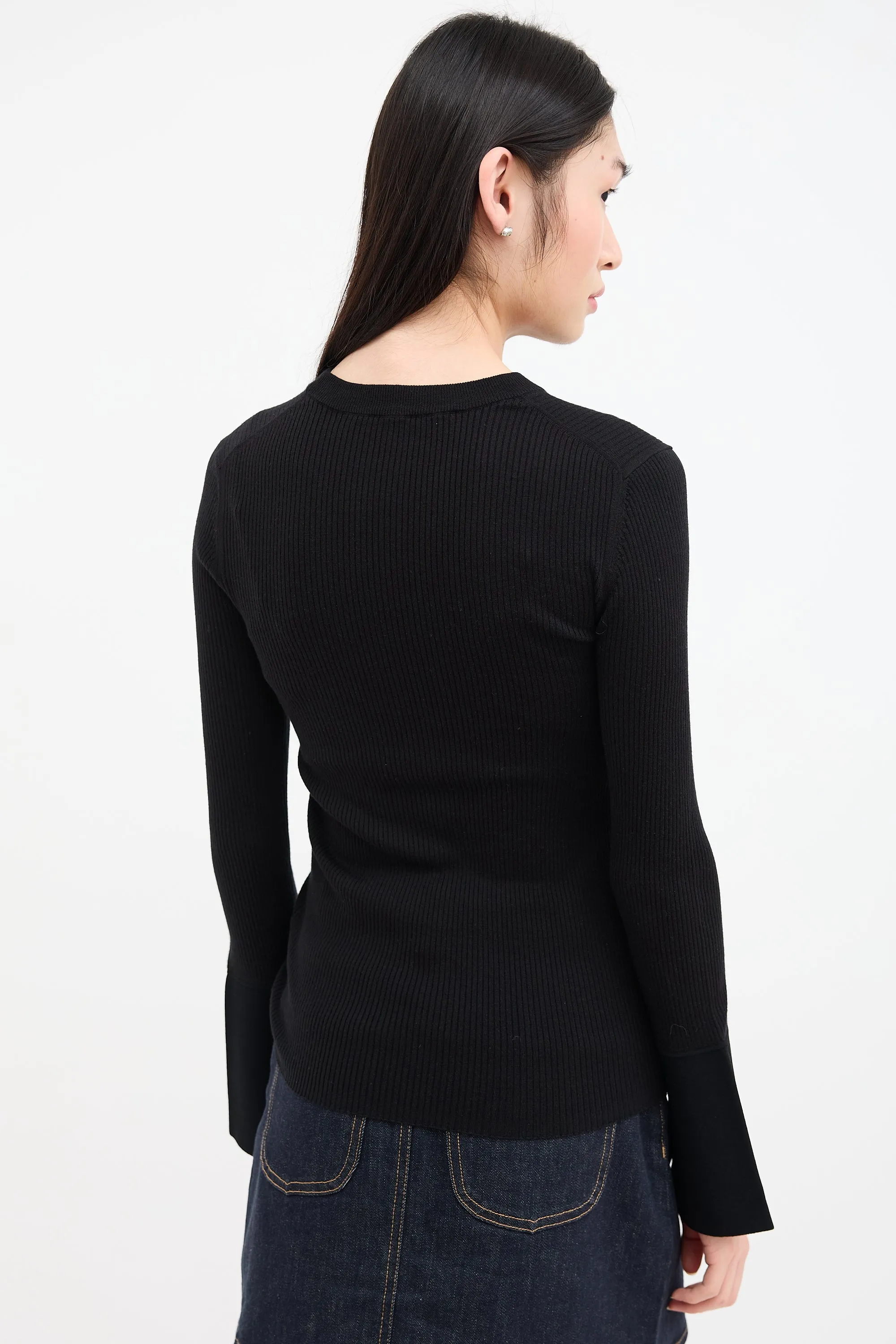 Black Silk & Cashmere Ribbed Top