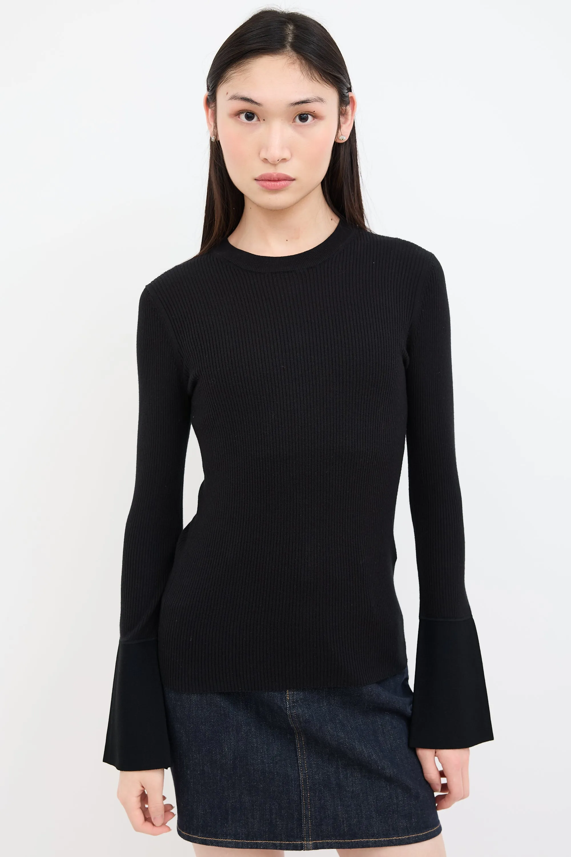 Black Silk & Cashmere Ribbed Top