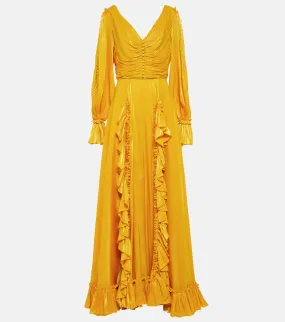 Costarellos Ruffle-trimmed gown