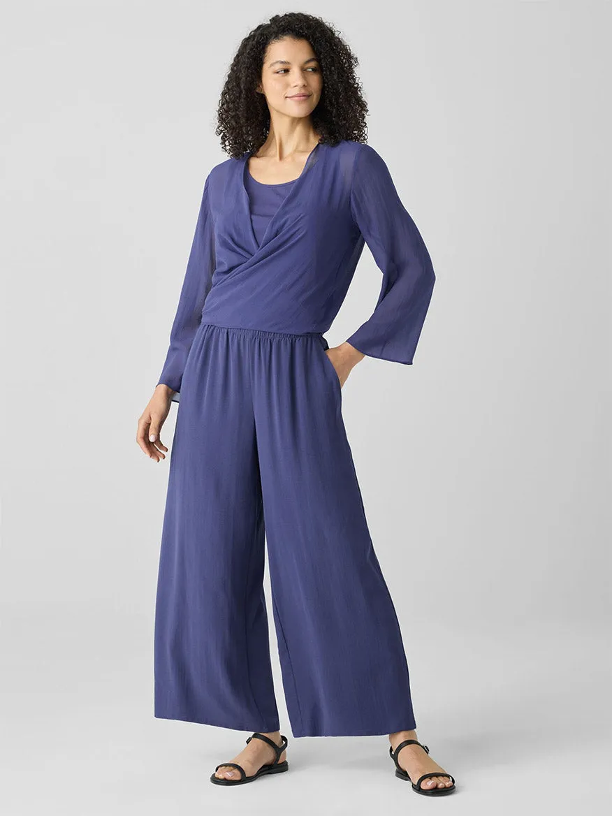 Eileen Fisher Sheer Silk Georgette Tie Jacket in Bluette