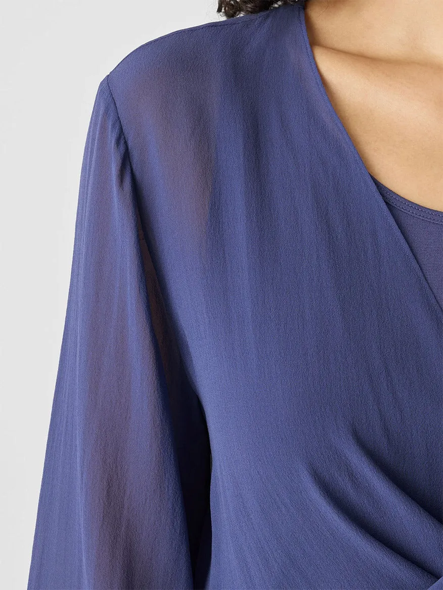 Eileen Fisher Sheer Silk Georgette Tie Jacket in Bluette