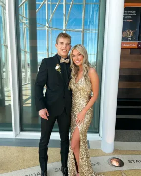 Gold Mermaid Prom Dresses Sequin Party Formal Gowns Sparkly Evening Dress