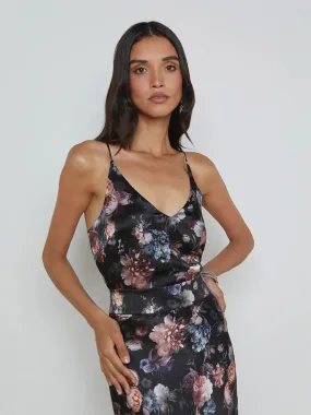 L'Agence Gabriella Silk Camisole in Black Multi Vintage Oil Flower