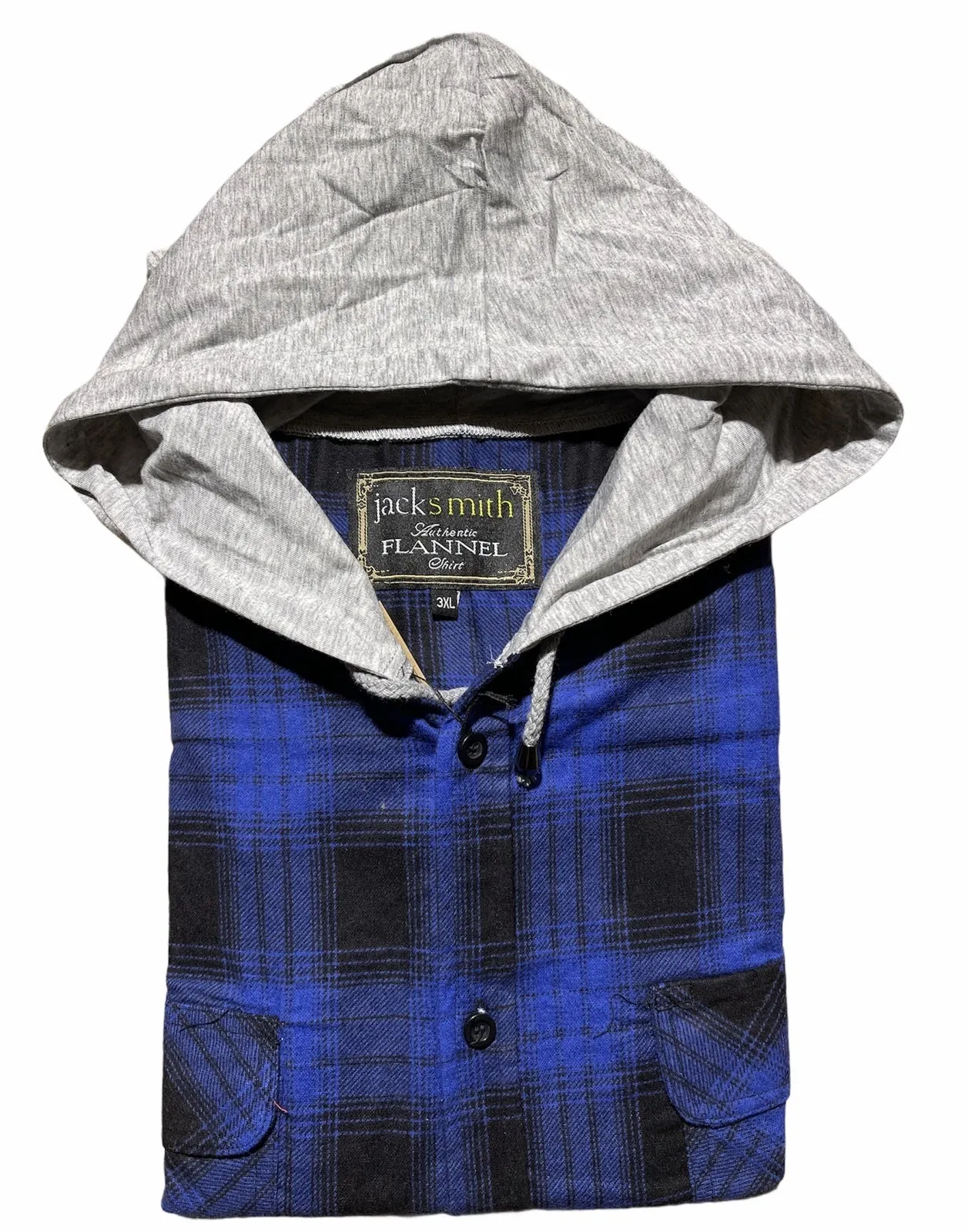 Mens Cotton Flannelette Shirt w Jersey Hood Long Sleeve Flannel