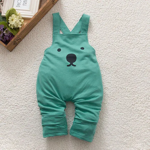 New Cute Baby Boy Girls Bib Pants Overalls Bear Print Harem Pants Long Trousers