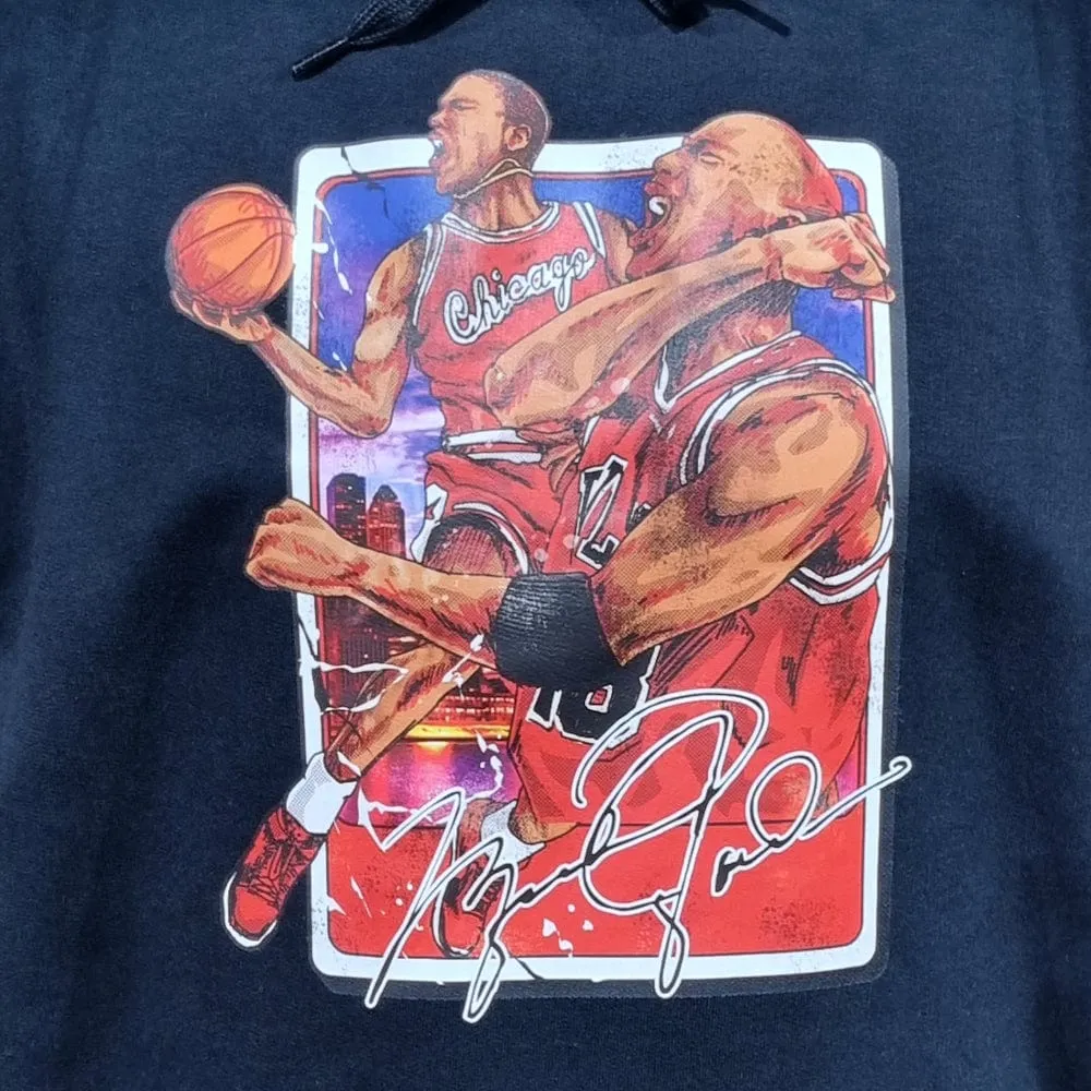 Retro Kings Jordan Watercolour Stacked Hoodie - Black