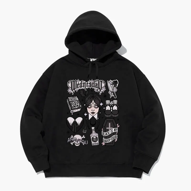 Wednesday Black Hoodie Witchcore Aesthetic